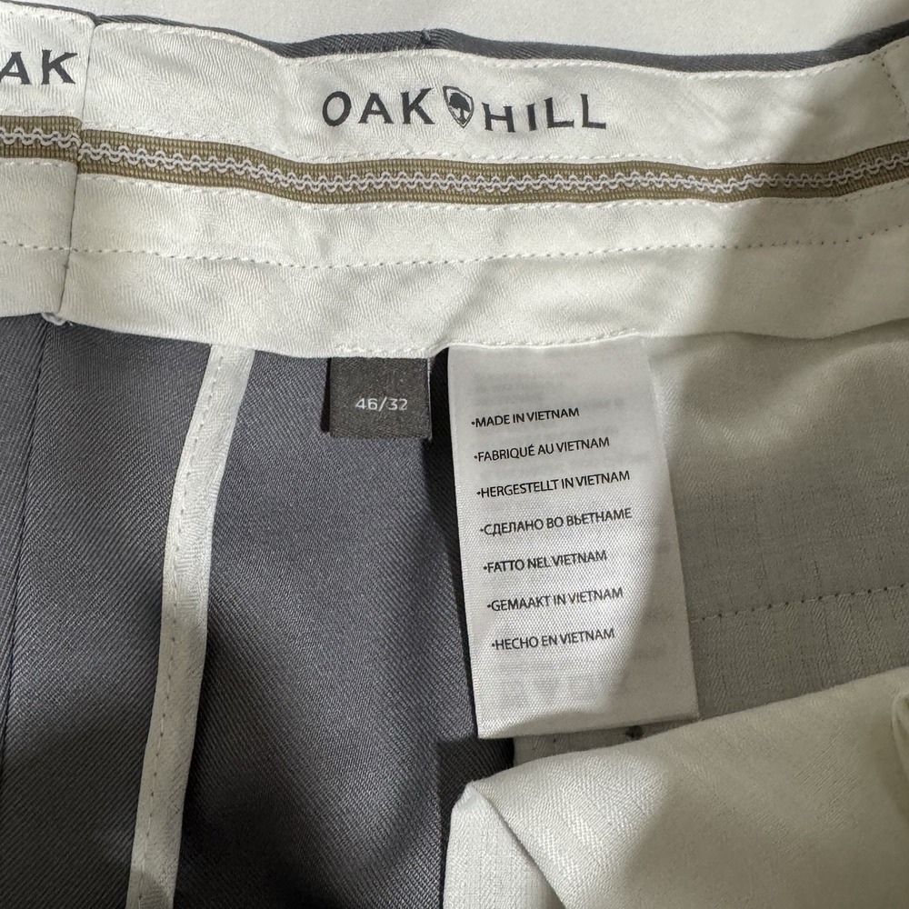 Oak Hill Dress Pants Mens 46x32 Gray Pleated Premium Relaxed Fit Big Tall - Picture 5 of 6